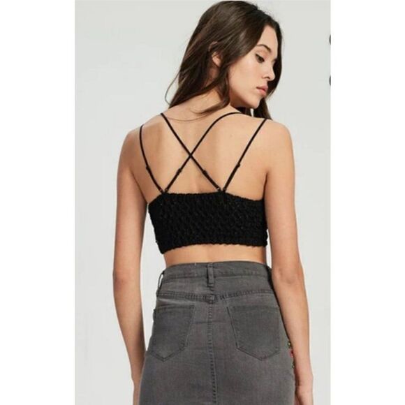 Women's Bralette Large Stretchy Lace Crop Top Cross Back Tank Top Large NWOT - Picture 6 of 8